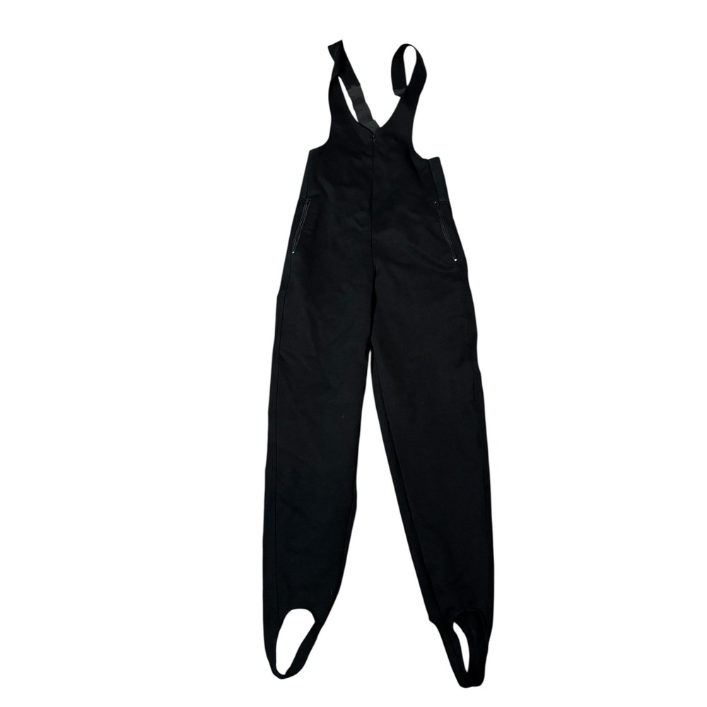 VS Sport Vintage Black Stirrup Ski Bib Pants‎ Women Small High Waist Retro Skier